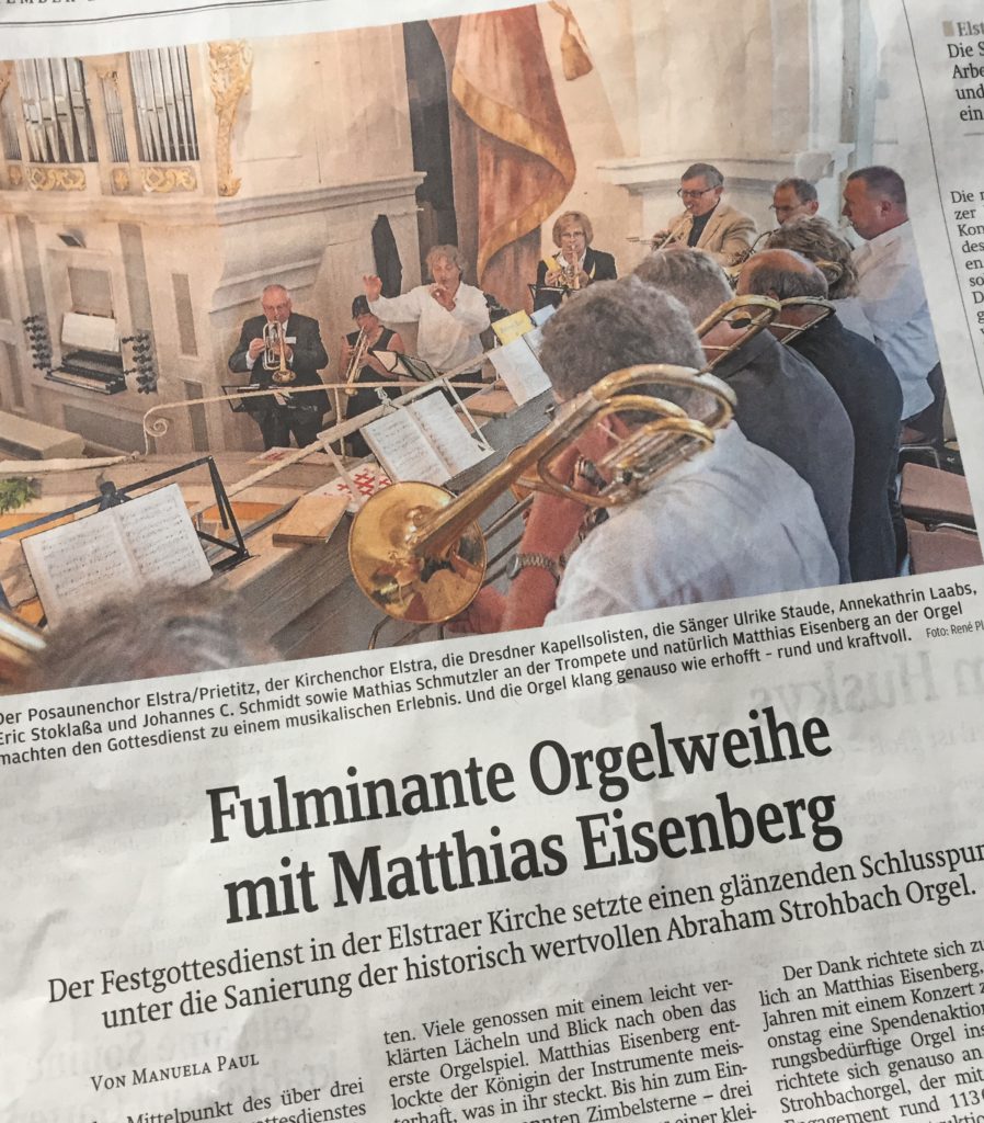 SZ am 20.09.2016: Fulminante Orgelweihe mit Matthias Eisenberg